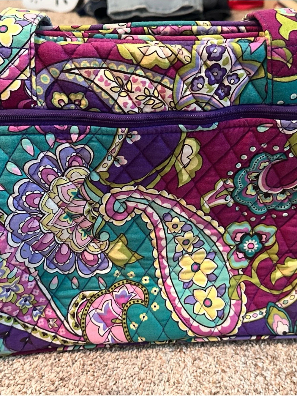 Vera Bradley Quilted Paisley Diaper Bag in Purple, Teal and Yellow